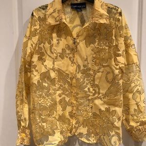 Sheer Yellow Jacket with zipper Size Small